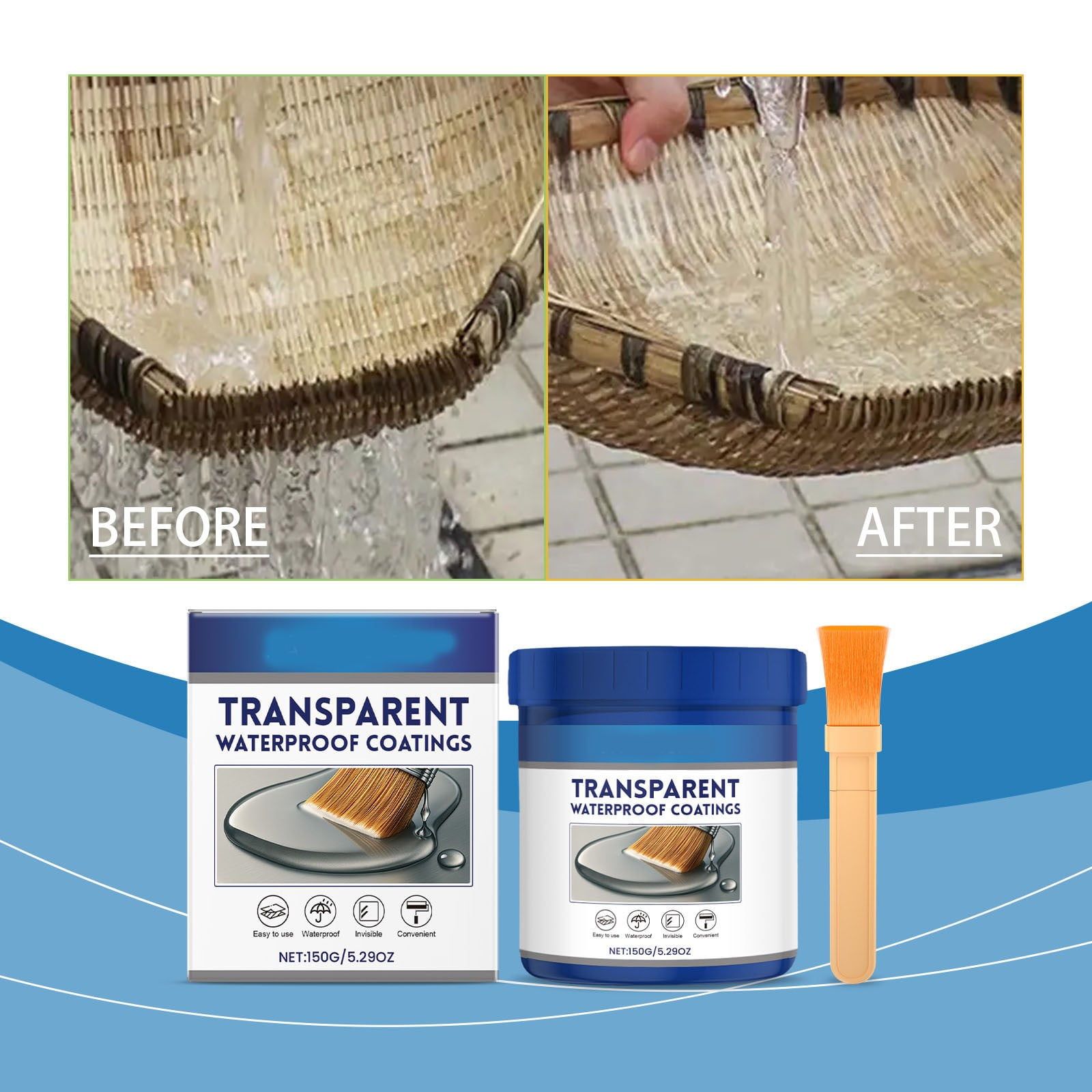 Waterproof Coating, Weather-Resistant Transparent Protective Paint, Durable Non-Yellowing Film, Safe Odorless Wet Base Application, Construction Sealant