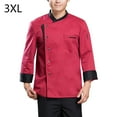 thumbnail image 2 of Chaqueta de chef, unisex, adulto de manga larga de manga larga, tela de algodón, chaqueta de trabajo para hombre para otoño e invierno, restaurante, rojo 3xl kenally LF000335-15, 2 of 7