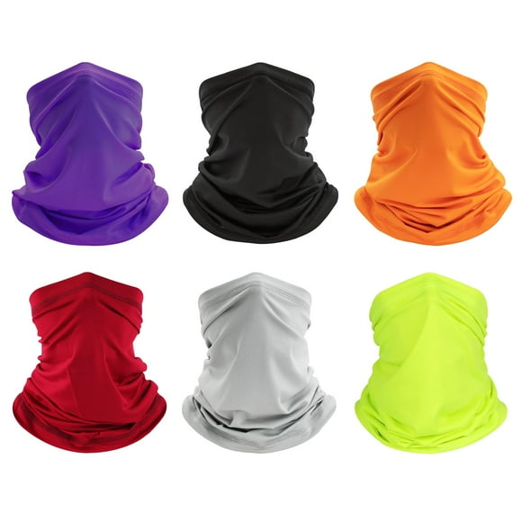 Mascarilla facial tipo bandana Neck Gaiter, paquete de 6 unidades, color rojo Finvizo, para adultos