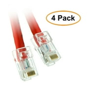 ACL 10 Feet Cat5e RJ45 Bootless Ethernet Patch Cable, Red, 4 Pack