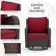 thumbnail image 3 of "Katidap Swivel Rocker Patio Chairs Set of 2 and Matching End Table, Ideal House 3 Pieces Wicker Patio Bistro with Premium Fabric Cushions for Yard, Garden, Balcony (Rust, Encryption Rattan)", 3 of 7
