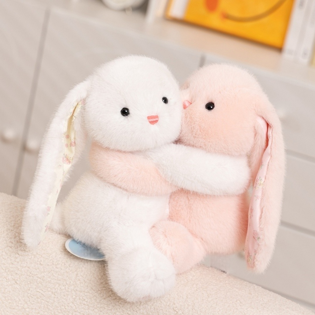 Cuddly Plush Bunny Stuffed Animal-Magnetic Hug Soft Long Eared Rabbit Easter Toy for Birthday Gift