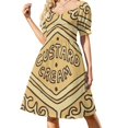 thumbnail image 1 of Vestido de manga corta con crema pastelera y galleta británica, ropa de mujer coreana, vestido elegante y sensual para mujer., 1 of 7