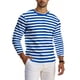 thumbnail image 3 of Ceisia Men's Spring Fall Casual Regular Fit Crew Neck Long Sleeve T-Shirt Multi-Color Striped Cotton-Like Jersey Stretch Fabric Blue XL Gifts, 3 of 6
