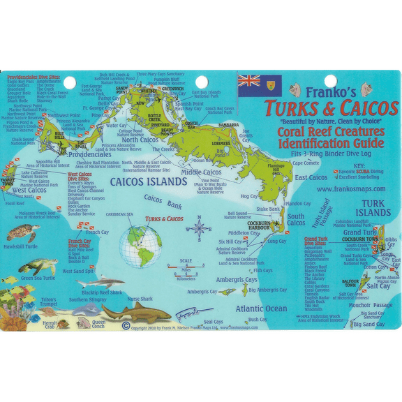 Franko Maps Turks & Caicos Reef Creatures Fish ID-Card