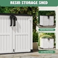 thumbnail image 3 of Nihsuao Store-It-Out Midi Horizontal Durable 36 Cu.ft Resin Outdoor Storage Shed With Heavy Duty Floor and Locking Latch, for Lawnmowe, Garden Tools, Black & White, 3 of 7