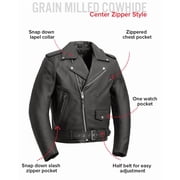 First Mfg Co - SuperStar - Men's Motorcycle Biker Riding Black Leather Jacket - 8X Large - Action Back Belted Gussets Quilted Liner