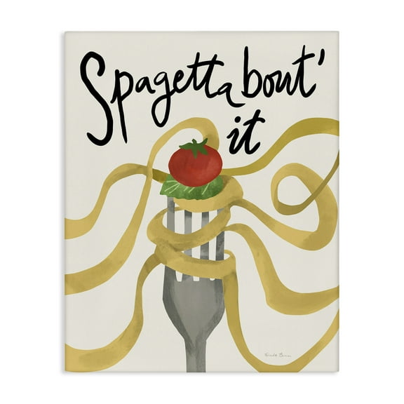 Stupell Industries Funny Spaghetti Phrase Food & Beverage Painting Gallery Wrapped Canvas Art Print Wall Art, 16 x 20
