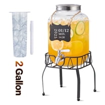 2 Gallon Drink Dispensers for Parties,Beverage Dispensers with Stand, Glass Water Jug Dispenser, with 18/8 Stainless Steel Spigot, Great for Party, Wedding, Picnic, BBQ