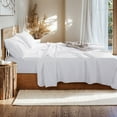 thumbnail image 5 of AiAngu Natural Linen Cotton Bed Sheets Set, Deep Pocket - Breathable - Durable - 4 Pieces (White, Queen), 5 of 6
