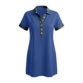 thumbnail image 5 of Ovbmpzd Botton Collared Womens Summer Dresses Solid Blue Classic Fit Collared Mini Dresses Summer&nbsp;Dresses&nbsp;for Women,M, 5 of 5