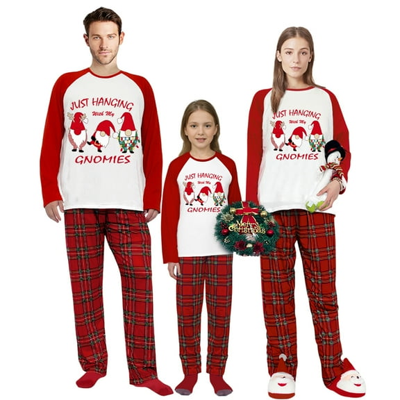 Ihaphap Just Hanging With My Gnomes Family Matching Christmas Pajama Set(3,Kid)