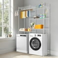 thumbnail image 2 of VEVOR Over Washer and Dryer Storage Shelves, 5 Tiers Laundry Room Drying Rack with Hanger Rod and Hooks, Two Rows Adjustable Washer Shelves Space Saver, for Laundry Room Storage & Organization, White, 2 of 8