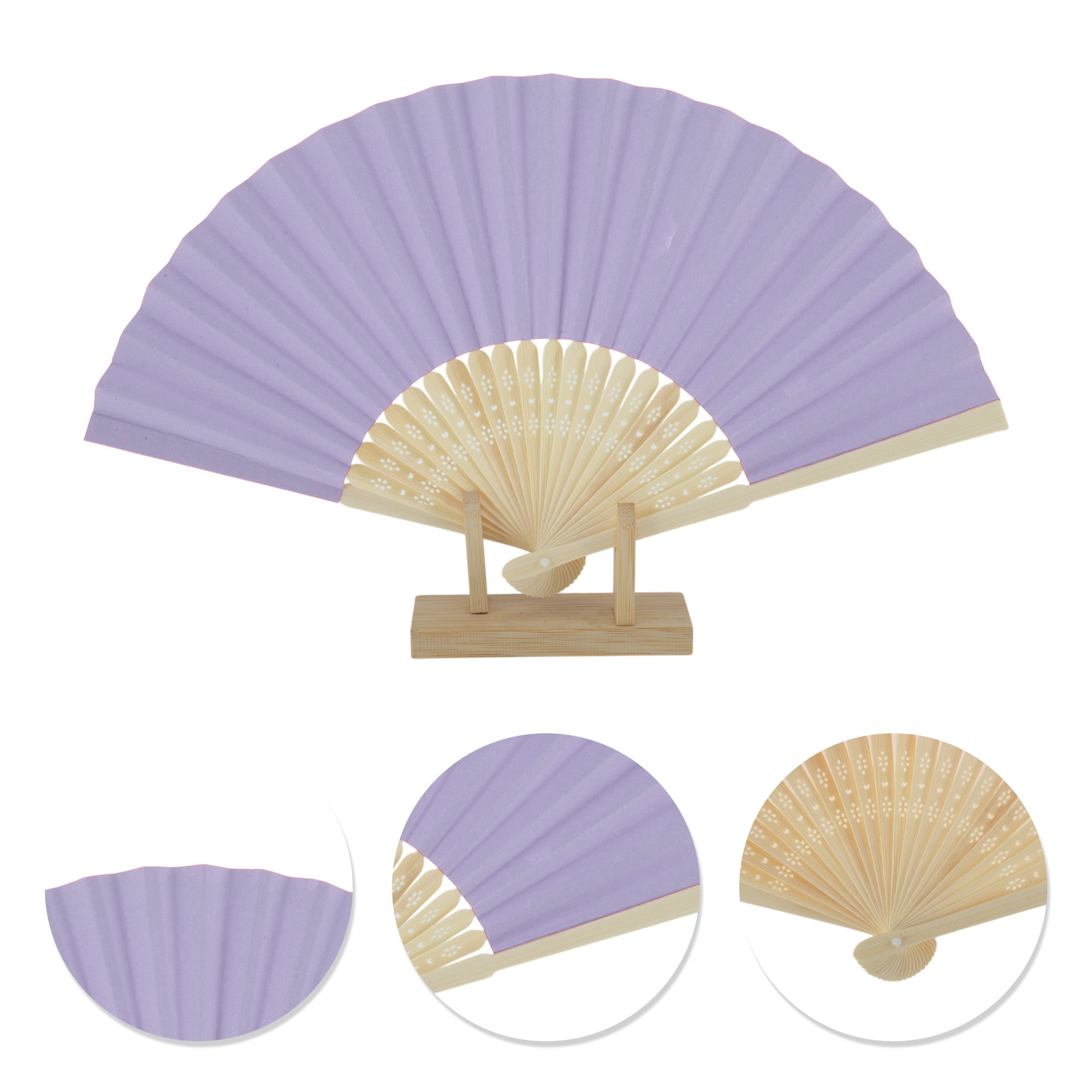 Unique Bargains Portable DIY 7-Inch Blank Folding Fan 1 Pc Light Purple
