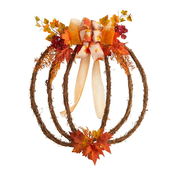 Nearly Natural Plastic Thanksgiving Artificial Fall Wreath, 26" (Multicolor)