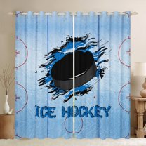 Feelyou Kids Ice Hockey Curtains Pack of 2 (42x84 Each), Est Sleep Sports Curtains Blackout, Blue Stripes Lines Bedroom Curtains, Window Curtains Home Decor
