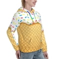 thumbnail image 6 of Lsque White Ice Cream Pattern Casual Women's Hoodie,Hooded Sweatshirt with Kangaroo Pocket,Pullover Hoodie with Eye-catching Drawstrings-XX-Large, 6 of 7