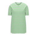 thumbnail image 6 of Qiopertar Women's Striped T-Shirt Casual Basic Round Neck Short Sleeve Lightweight Soft Summer Tops Slim Fit Print Tee, Green M, 6 of 6