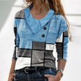 thumbnail image 2 of Gibobby Blusas De Moda Camiseta de manga larga con cuello cruzado y cuello en V para mujer（Aqua， XXL), 2 of 5