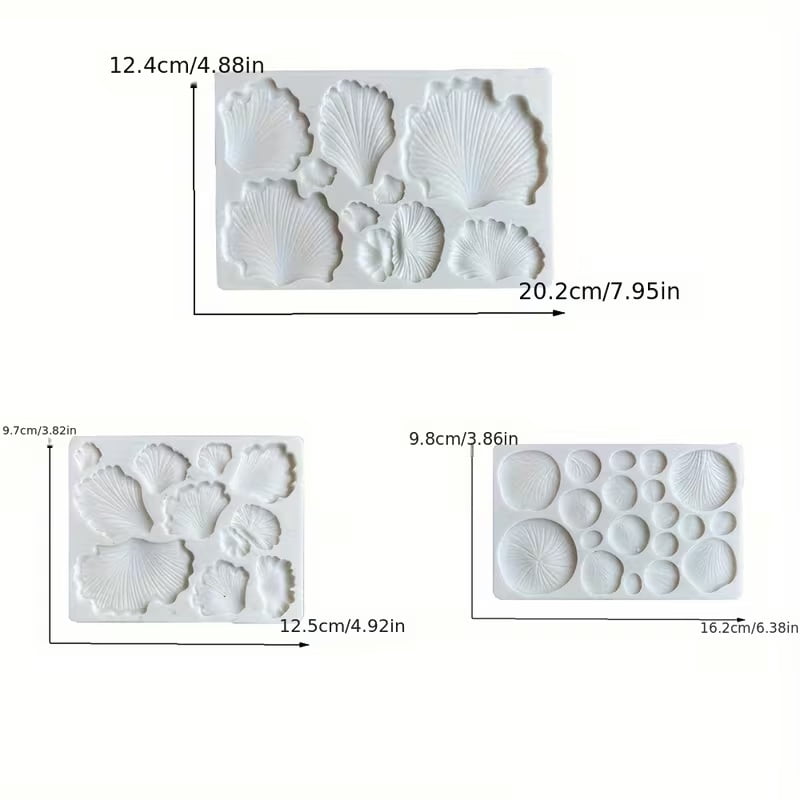 3pcs Ginkgo Biloba Fondant Molds, Fungus Cake Decoration Silicone Mold, Candy Chocolate Mold, Butter Biscuit Sugar Craft Glue, Clay Resin Plaster Candle Mold, Multi-Functional Mold