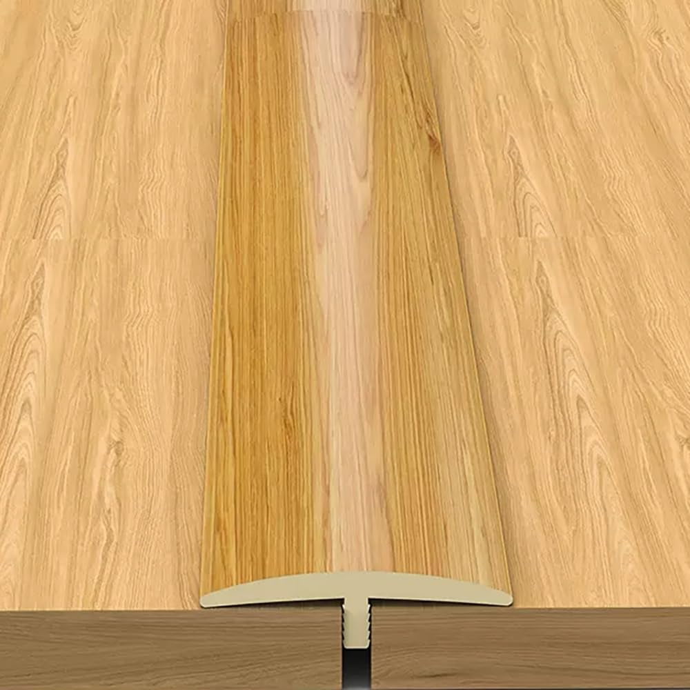 MAGILL T Molding Floor Transition Strip for Tile to Laminate/Vinyl and Carpet, PVC Flat Divider Strip for Joining Flooring Gaps, Self Adhesive Vinyl Floor Edge Strip Wood Grain Finish - Cuttable (Sty