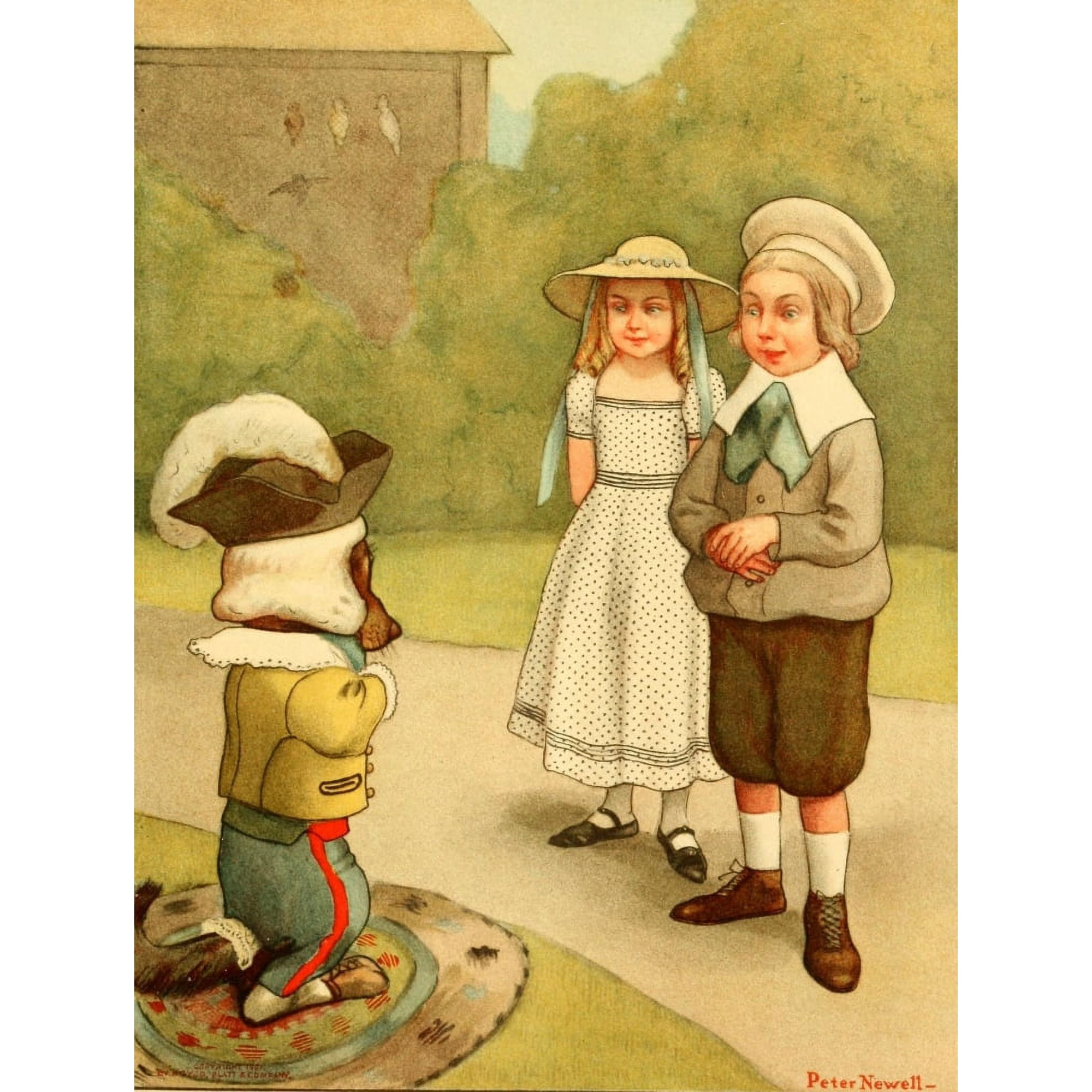 Mother Gooses Menagerie 1901 Old Mother Hubbards dog Canvas Art - Peter Newell (18 x 24)