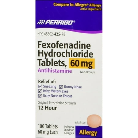 Perrigo Fexofenadine Generic Allegra, 60 mg, 100 Count