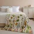 thumbnail image 2 of Throw Blanket for Couch Green Flower Floral Leaves Soft Fleece Flannel Blankets Cozy Lightweight Blanket for Home Sofa Living Room Branch Plant Nature Bed Throws 60" x 80", 2 of 9