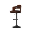 thumbnail image 4 of ClinQ Swivel Adjustable Bar Stools Set of 3, PU Leather Upholstered Bar Chairs with Bentwood Backrest and Hydraulic Lift for Kitchen Island, Brown, 4 of 9