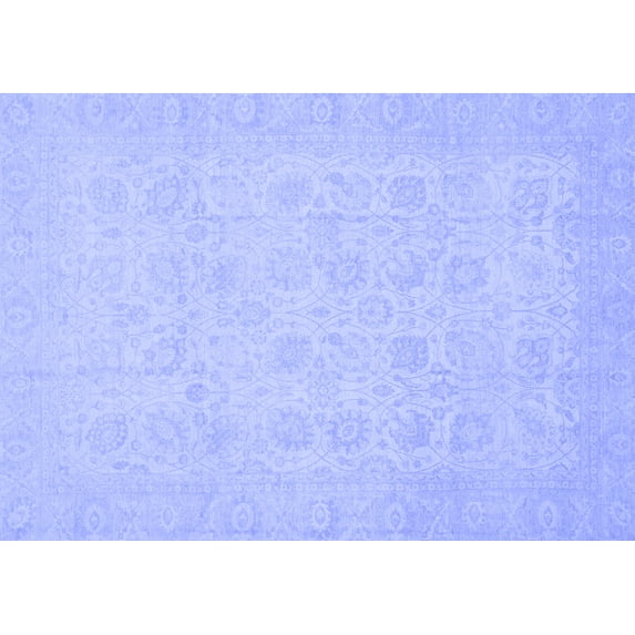 Ahgly Company Machine Washable Indoor Rectangle Oriental Blue Traditional Area Rugs, 8' x 12'