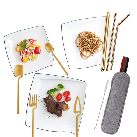 

Fovolat Portable Utensils Reusable Flatware Sets Stainless Steel Family Cutlery Picnic Utensil Set for Office School sweetie