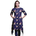 thumbnail image 1 of Bimba Kurta pour Femmes Bleu Ambre Flush et Clématite Florale Ethnique Imprimée Asymétrique Hauts d'Été pour Femmes XXX-Large, 1 of 6