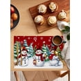 thumbnail image 2 of Christmas Snowman Placemats Set of 6 Winter Pine Snowflakes Red Retro Art Heat Insulation Washable Place Mats, Rustic Non-Slip Table Mats for Dining Table Party Kitchen Decor,13x19 Inch, 2 of 4