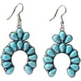 thumbnail image 5 of Bohemian Turquoise Geometric Oval Flower Drop Dangle Earrings Ethnic Teardrop for Women Statement Cowgirl Boho Jewelry, 5 of 10