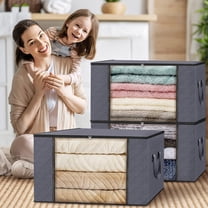 AZXY Blanket Storage Containers,Storage Bags for Clothes with Zipper,Closet Organizer Bins Fabric Folding,Stackable Blanket Containers for Large Blankets Quilt