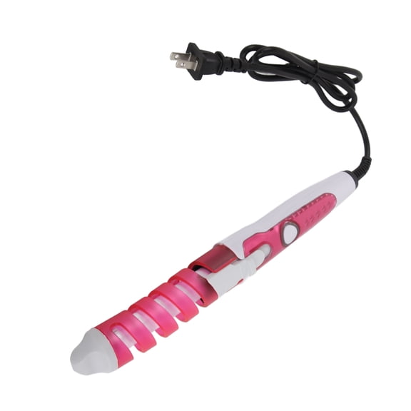 Rupoun Spiral Hair Curling Wand, 1 inch / 2.54 cm Ceramic Hair Curler for Beachy Waves, Pink, US Plug