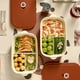 thumbnail image 5 of Fiudx Lonchera Fresh Bowl, Caja Bento de Cerámica con Divisiones, Diseño Pintado a Mano, Apta para Microondas, Tapa a Prueba de Fugas, Lonchera Portátil para Trabajadores, Diseño Único, 5 of 6