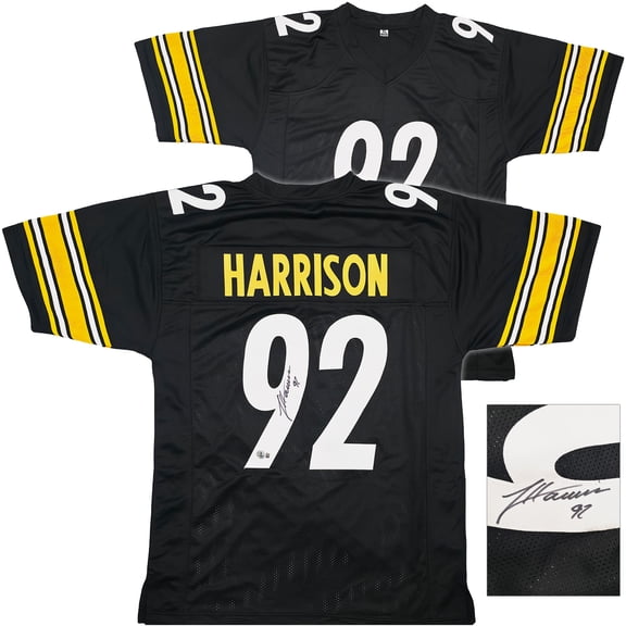 Pittsburgh Steelers James Harrison Autographed Black Jersey Beckett BAS Witness 253382