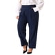 thumbnail image 4 of Conjuntos de trabajo de oficina para mujeres de talla grande Agnes Orinda, pantalones de negocios casuales rectos de cintura alta con bolsillo 2X azul marino, 4 of 6