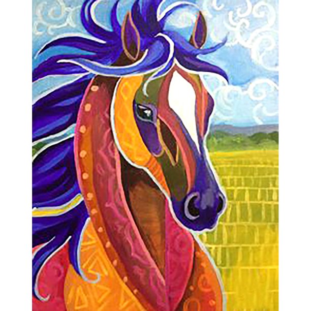 Cuadros Decorativos Caballo de campo Diamante de imitación Dibujo 5D DIY Taladro redondo en forma completa Pintura de diamante Wdftyju embutido en tela