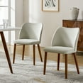 thumbnail image 3 of Mid Century Dining Chairs Set of 2  Solid Wood Legs Fabric Upholstered Accent Side Chair Curved Backrest Living Room Kitchen Entryway Gray, 3 of 9