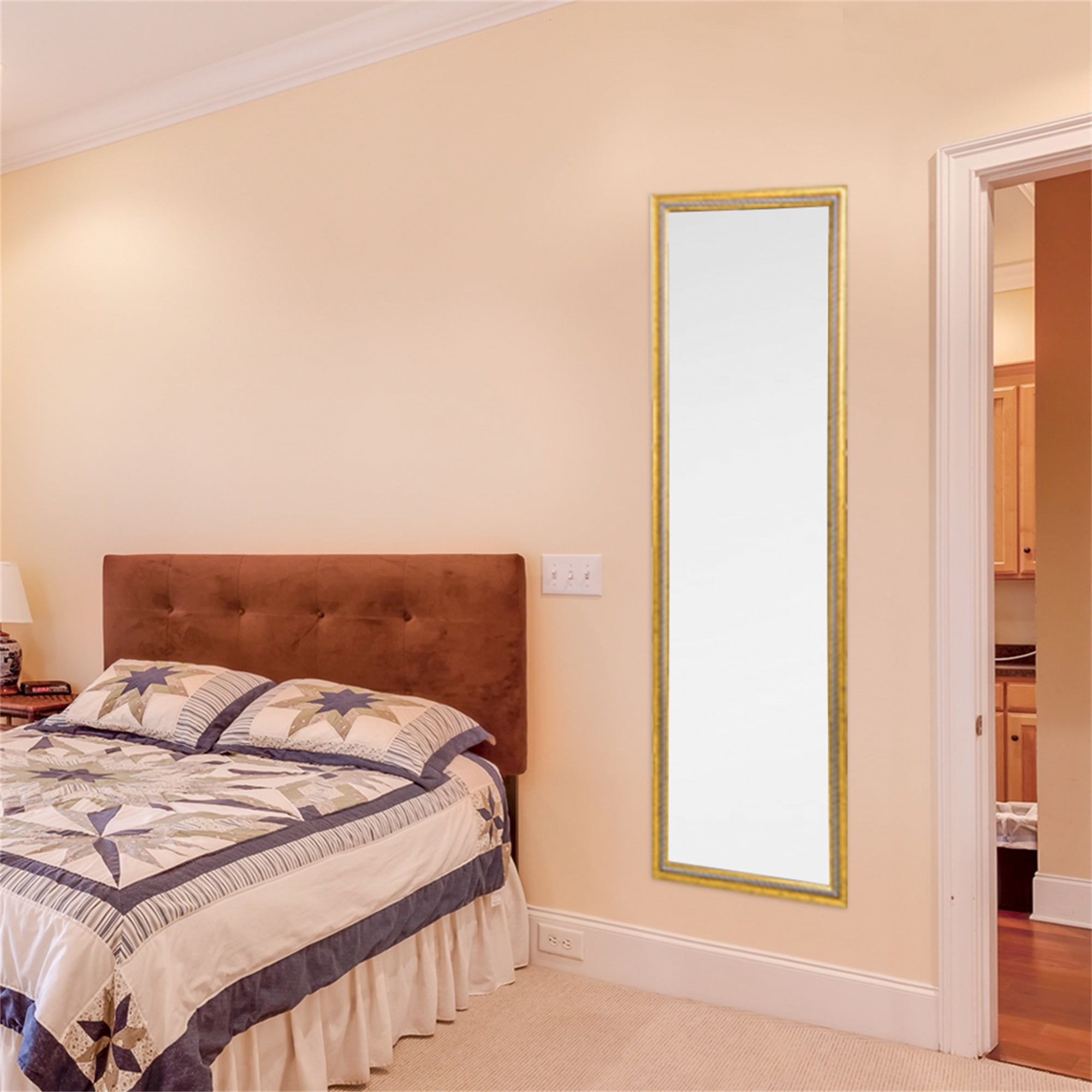 Kepooman Full Length Mirror Door Mirror, Floor Mirror, Full Body Dressing Mirror for Dorm Home, 50"x 14", Gold Kepooman Full Length Mirror Door Mirror, Floor Mirror, Full Body Dressing Mirror for Dorm Home, 50"x 14", Gold