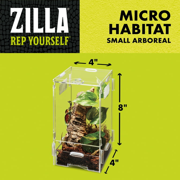 Zilla Micro Habitat Reptile Terrariums with Locking Latch Arboreal