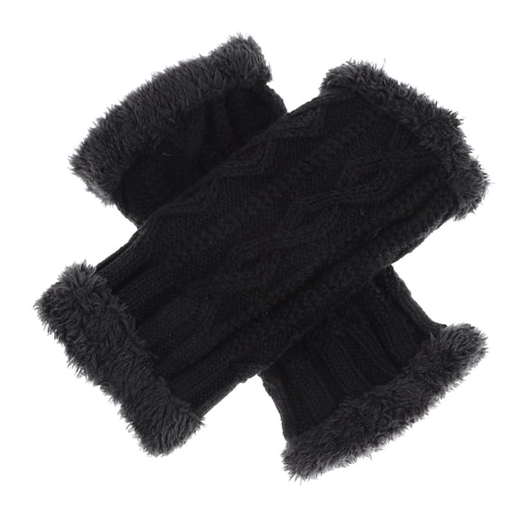 ELAYARD Women's Black Half Finger Gloves, Small Rhombus Pattern, Warm and Anti-Cold, Perfect for Outdoor Use