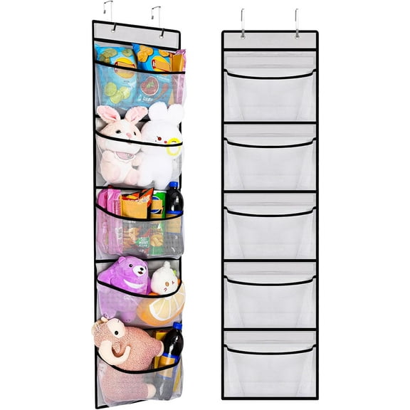 Hanging Shelves Over the Door Organizer Storage for Closet with 5 Mesh Pockets Organizers, Days of the Week Clothes Organizer for Bathroom Bedroom