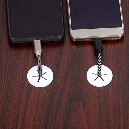 

Wide Ridge Flexible Silicone Cable Cord Grommet - Wire Organizer & Pass Through Rings for Home Office Desk Console & Computer Table - 1” Furniture Hole Plug - Cable Management