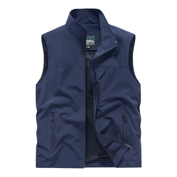 AherBiu Mens Vest Jackets Zip up Sleeveless Plus Size Cargo Jacket with Zipper Pockets Fall Winter Outdoor Casual Athletic Cardigan