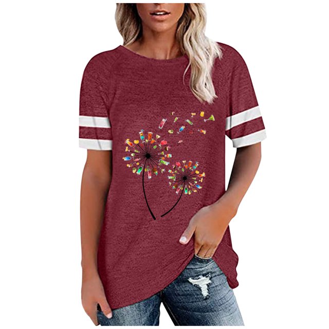 Birdeem Chemises pour Femmes Tee à Rayures Tee-Shirt Original Manches Courtes Col Rond Tops