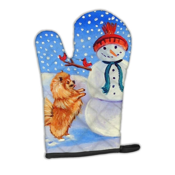 Snowman with Pomeranian Winter Snowman Oven Mitt
