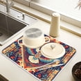 thumbnail image 2 of Yayeee Dish Drying Mat for Kitchen Counter 16" x 18" Microfiber Super Absorbent Coffee Decorative Pad, Beige Geometric Eagle, 2 of 9
